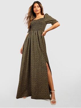 Boohoo Black and Yellow Floral Maxi Dress